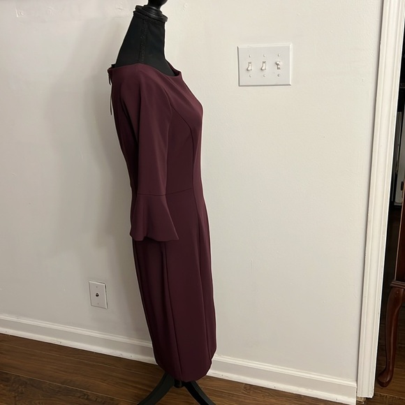 NWT White House Black Market Long Sleeve Fully- Lined Sz 10 Maroon Midi Dress. - Picture 2 of 15